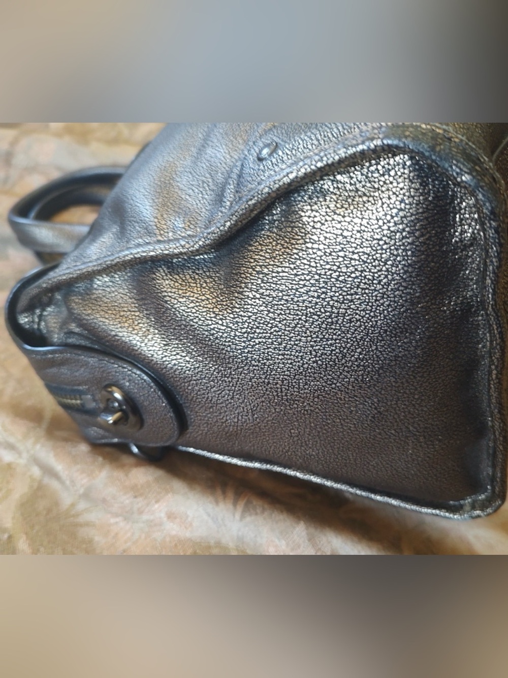 Coach Metallic Pewter Pebbled Leather Rhyder Classic - Picture 5 of 5